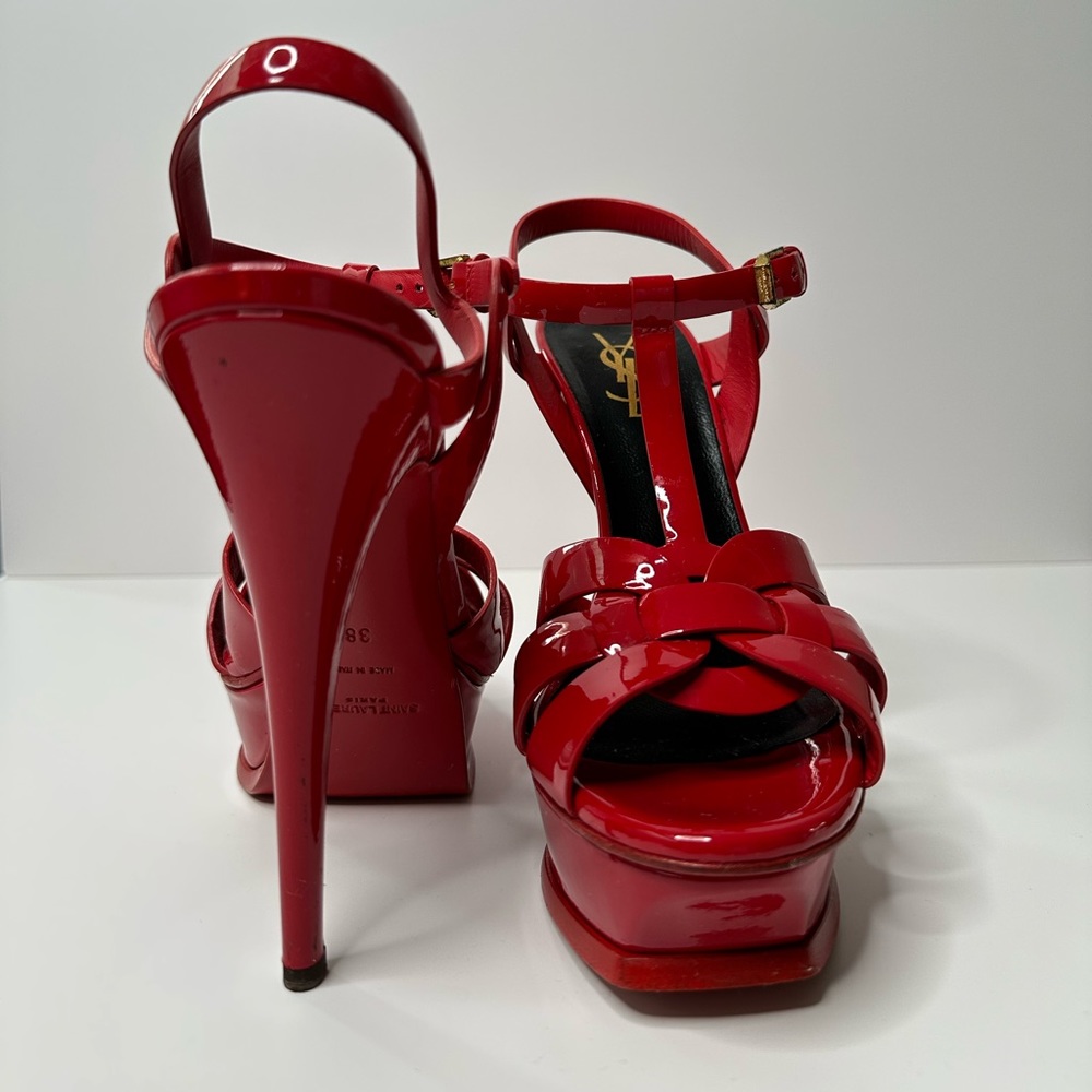 ❌SOLD❌ Saint Laurent Women's Ysl Tribute Patent Leather Platform Sandals Size 38